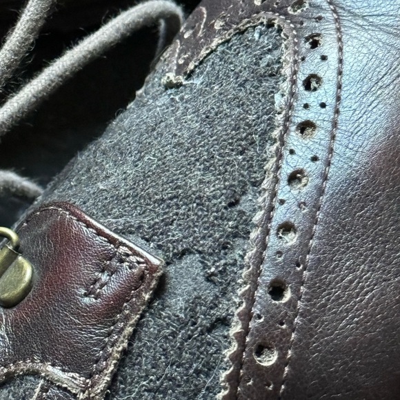 Mens Wingtip Massimo Matteo Leather Boots - Size 9 - Burgundy - Italy - Picture 5 of 14